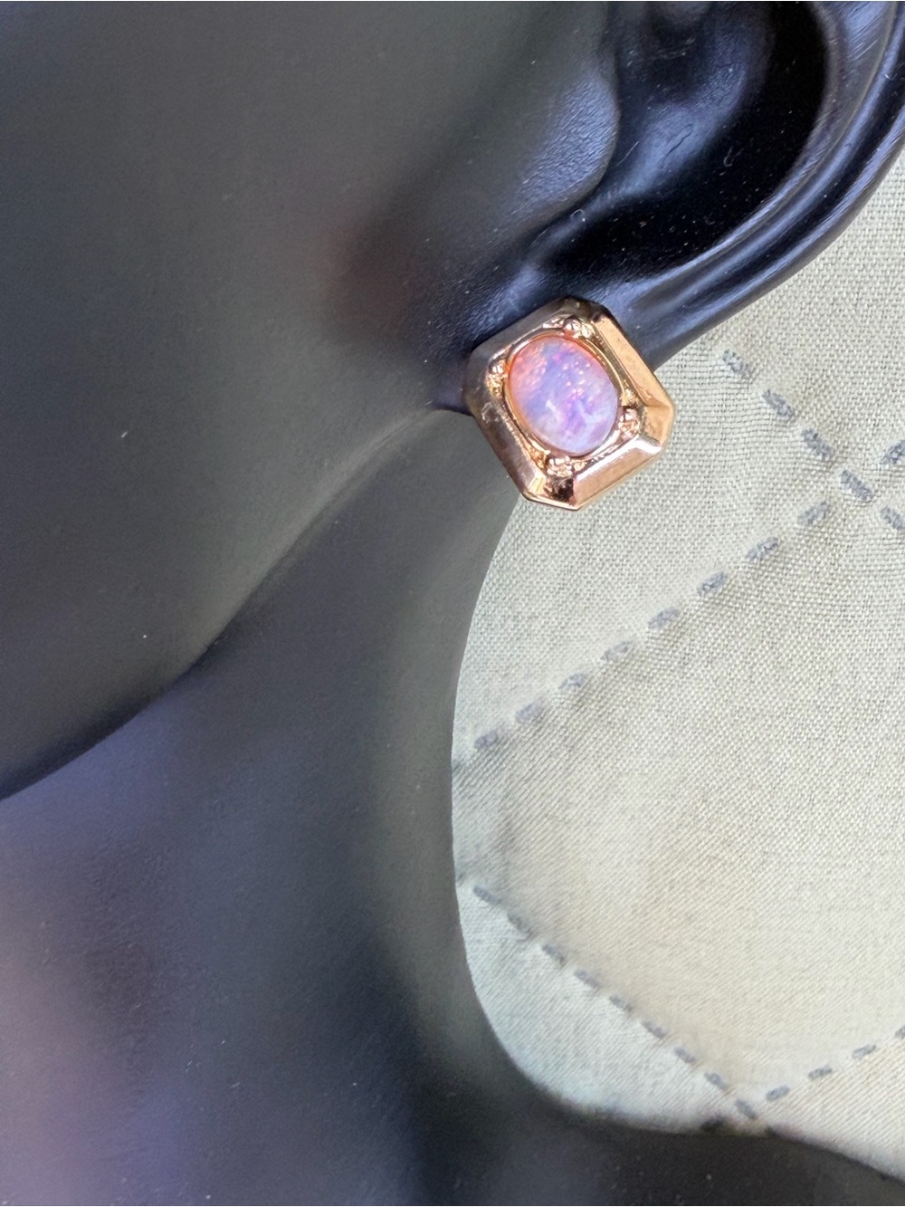 Vintage AVON Faux Opal Gold Tone Clip On Earrings